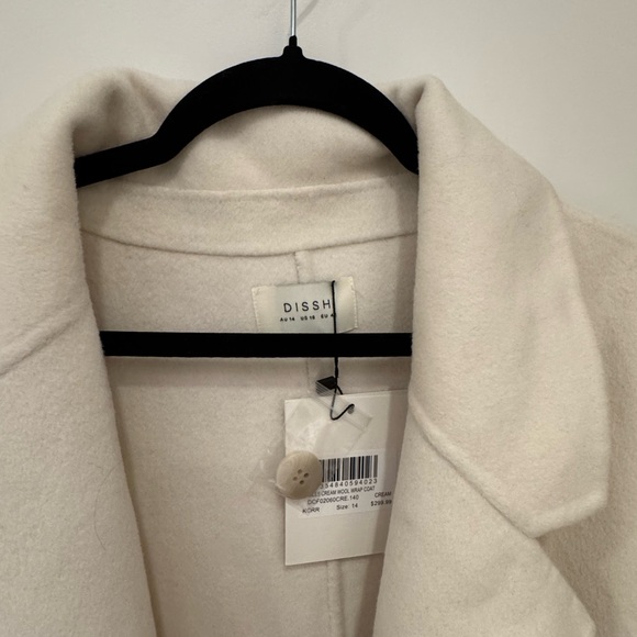 NWT DISSH Cream Long Wool Coat - Picture 6 of 8
